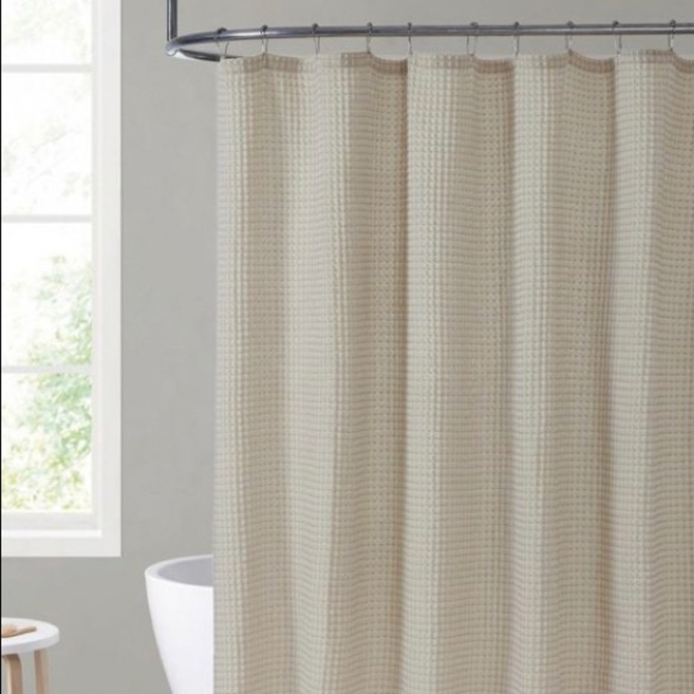 Threshold waffle shower curtain